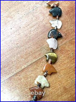 27 Vintage Native American Multi Stone Multi Bear Heishi Fetish Necklace