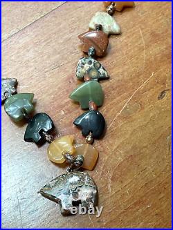27 Vintage Native American Multi Stone Multi Bear Heishi Fetish Necklace