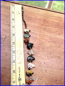 27 Vintage Native American Multi Stone Multi Bear Heishi Fetish Necklace