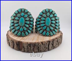 2-Piece Vintage Native American Turquoise Cluster Cuff Bracelets Sizes 7 & 7.25