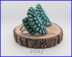 2-Piece Vintage Native American Turquoise Cluster Cuff Bracelets Sizes 7 & 7.25