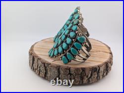 2-Piece Vintage Native American Turquoise Cluster Cuff Bracelets Sizes 7 & 7.25