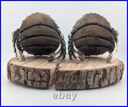 2-Piece Vintage Native American Turquoise Cluster Cuff Bracelets Sizes 7 & 7.25