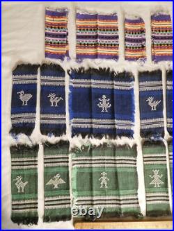 30 Vintage Hand Made Native American Hankerchief Tissue Doll House Rugs Rainbow