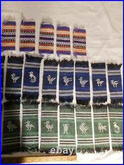 30 Vintage Hand Made Native American Hankerchief Tissue Doll House Rugs Rainbow