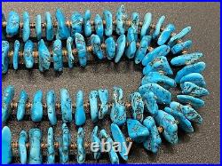 32 Estate Vintage Turquoise Nugget, Seed Bead & Sterling Handmade Necklace
