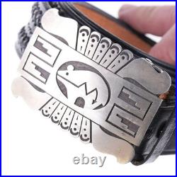 36 Vintage Native American sterling silver heartline bear belt buckle