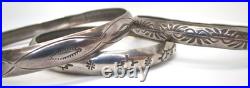 3 Vintage Handmade and Decorated Slip On Sterling Silver Navajo Bangles Antique