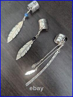 3 Vintage Native American Sterling Silver Feather Ear Cuffs Navajo Jewelry Lot 3 Vintage Native American Sterling Silver Feather Ear Cuffs Navajo Jewelry Lot