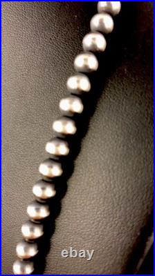 3mm Sterling Silver Navajo Pearls 20 Hook Eye Cone Necklace