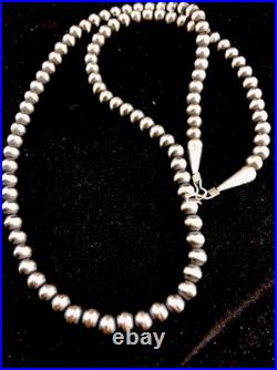 3mm Sterling Silver Navajo Pearls 20 Hook Eye Cone Necklace