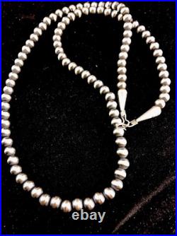 3mm Sterling Silver Navajo Pearls 20 Hook Eye Cone Necklace