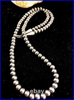 3mm Sterling Silver Navajo Pearls 20 Hook Eye Cone Necklace