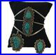 3pc Vintage Native American Turquoise Leaf Sterling Silver Bracelet Ring Pendant