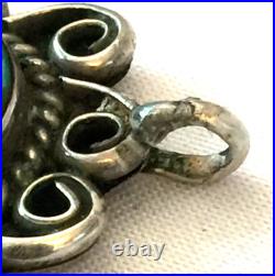 3pc Vintage Native American Turquoise Leaf Sterling Silver Bracelet Ring Pendant