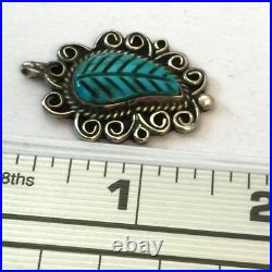 3pc Vintage Native American Turquoise Leaf Sterling Silver Bracelet Ring Pendant