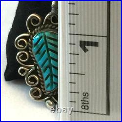 3pc Vintage Native American Turquoise Leaf Sterling Silver Bracelet Ring Pendant