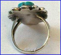 3pc Vintage Native American Turquoise Leaf Sterling Silver Bracelet Ring Pendant