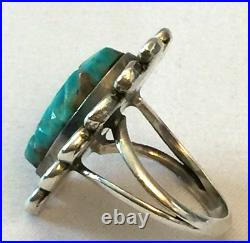 3pc Vintage Native American Turquoise Leaf Sterling Silver Bracelet Ring Pendant