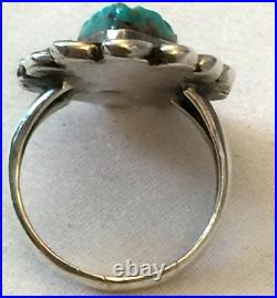 3pc Vintage Native American Turquoise Leaf Sterling Silver Bracelet Ring Pendant