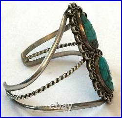 3pc Vintage Native American Turquoise Leaf Sterling Silver Bracelet Ring Pendant