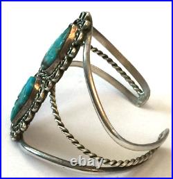 3pc Vintage Native American Turquoise Leaf Sterling Silver Bracelet Ring Pendant