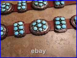 49 OLDER Vintage Navajo JE Sterling Silver Turquoise Cluster CONCHO BELT