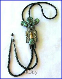 4 Kachina Bolo Tie Turquoise Navaho Vtg John Larson Sterling Silver