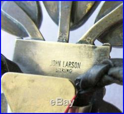 4 Kachina Bolo Tie Turquoise Navaho Vtg John Larson Sterling Silver