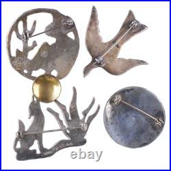 4 Vintage Southwestern sterling pins 4 Vintage Southwestern sterling pins