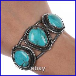 5 5/8 Vintage Native American silver cuff bracelet with turquoise