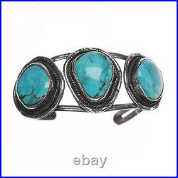 5 5/8 Vintage Native American silver cuff bracelet with turquoise
