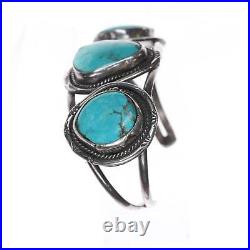5 5/8 Vintage Native American silver cuff bracelet with turquoise