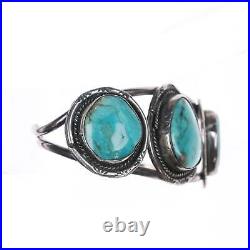 5 5/8 Vintage Native American silver cuff bracelet with turquoise