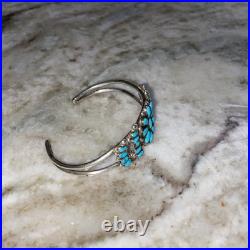 60's Vintage Zuni Sterling Silver PETIT POINT Turquoise Cluster Cuff Bracelet