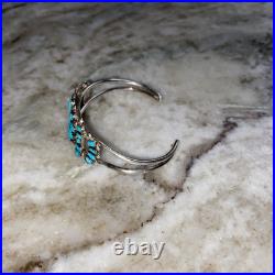 60's Vintage Zuni Sterling Silver PETIT POINT Turquoise Cluster Cuff Bracelet