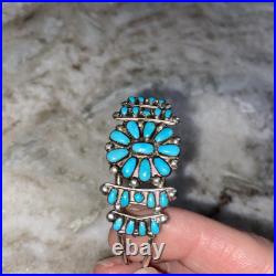 60's Vintage Zuni Sterling Silver PETIT POINT Turquoise Cluster Cuff Bracelet
