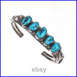 6.25 Vintage Native American Sterling row cuff bracelet with turquoise