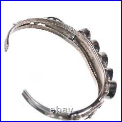 6.25 Vintage Native American Sterling row cuff bracelet with turquoise