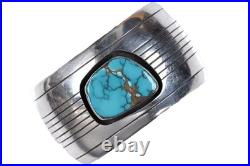 6.375 Vintage Native American sterling/turquoise shadowbox cuff bracelet