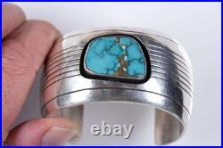 6.375 Vintage Native American sterling/turquoise shadowbox cuff bracelet