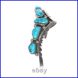 6.5 Vintage Native American sterling and turquoise pointy row cuff bracelet