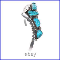 6.5 Vintage Native American sterling and turquoise pointy row cuff bracelet