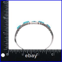 6.5 Vintage Native American sterling and turquoise pointy row cuff bracelet
