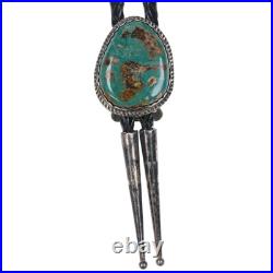 70's-80's Vintage Navajo sterling silver Ceremonial Kingman turquoise bolo tie
