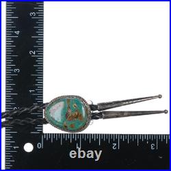 70's-80's Vintage Navajo sterling silver Ceremonial Kingman turquoise bolo tie
