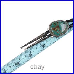 70's-80's Vintage Navajo sterling silver Ceremonial Kingman turquoise bolo tie