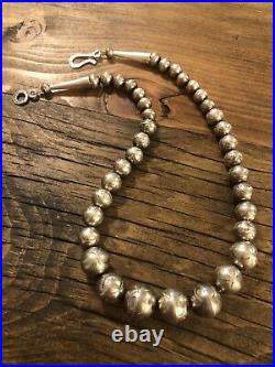 #906 Vintage Stamped Navajo Pearls, Sterling Silver 19 Necklace 925 Beads