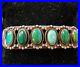 ANTIQUE OLD Vintage Native American Coin Silver and Turquoise ROW Cuff Bracelet