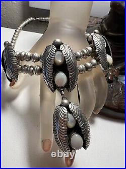 Amazing Large Vintage Navajo Pearls Sterling Silver Mother Pearl Necklace